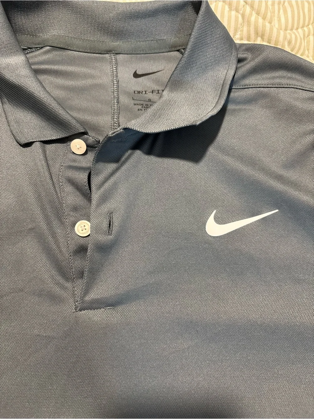 Nike Men's Dark Gray Polo with White Swoosh